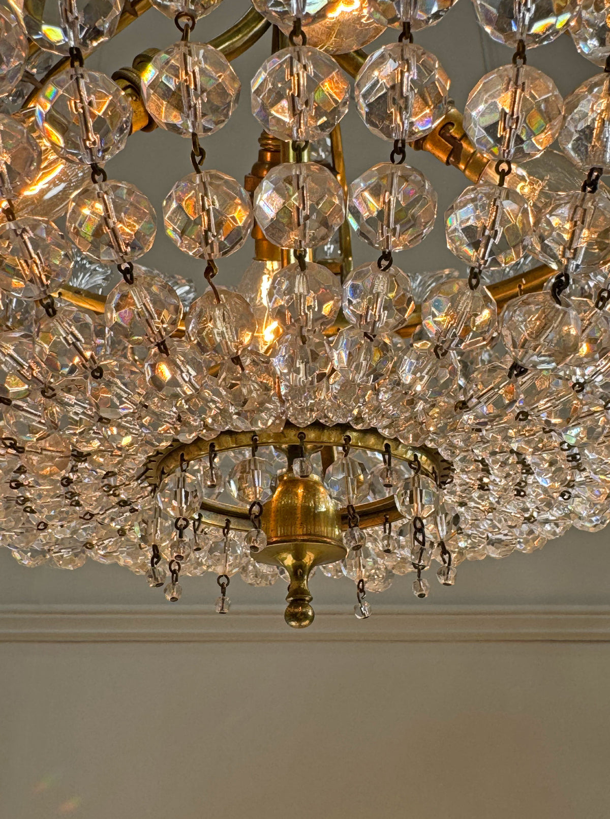 An Exceptionally Rare and Elegant French Empire Crown and Basket Crystal Chandelier Circa 1900–1910