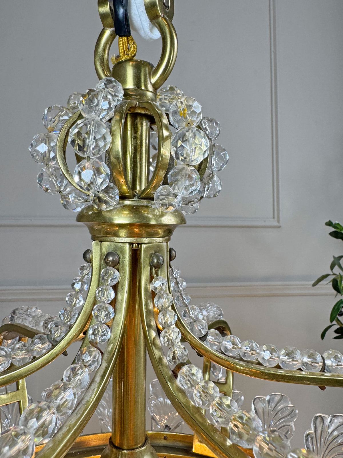 An Exceptionally Rare and Elegant French Empire Crown and Basket Crystal Chandelier Circa 1900–1910