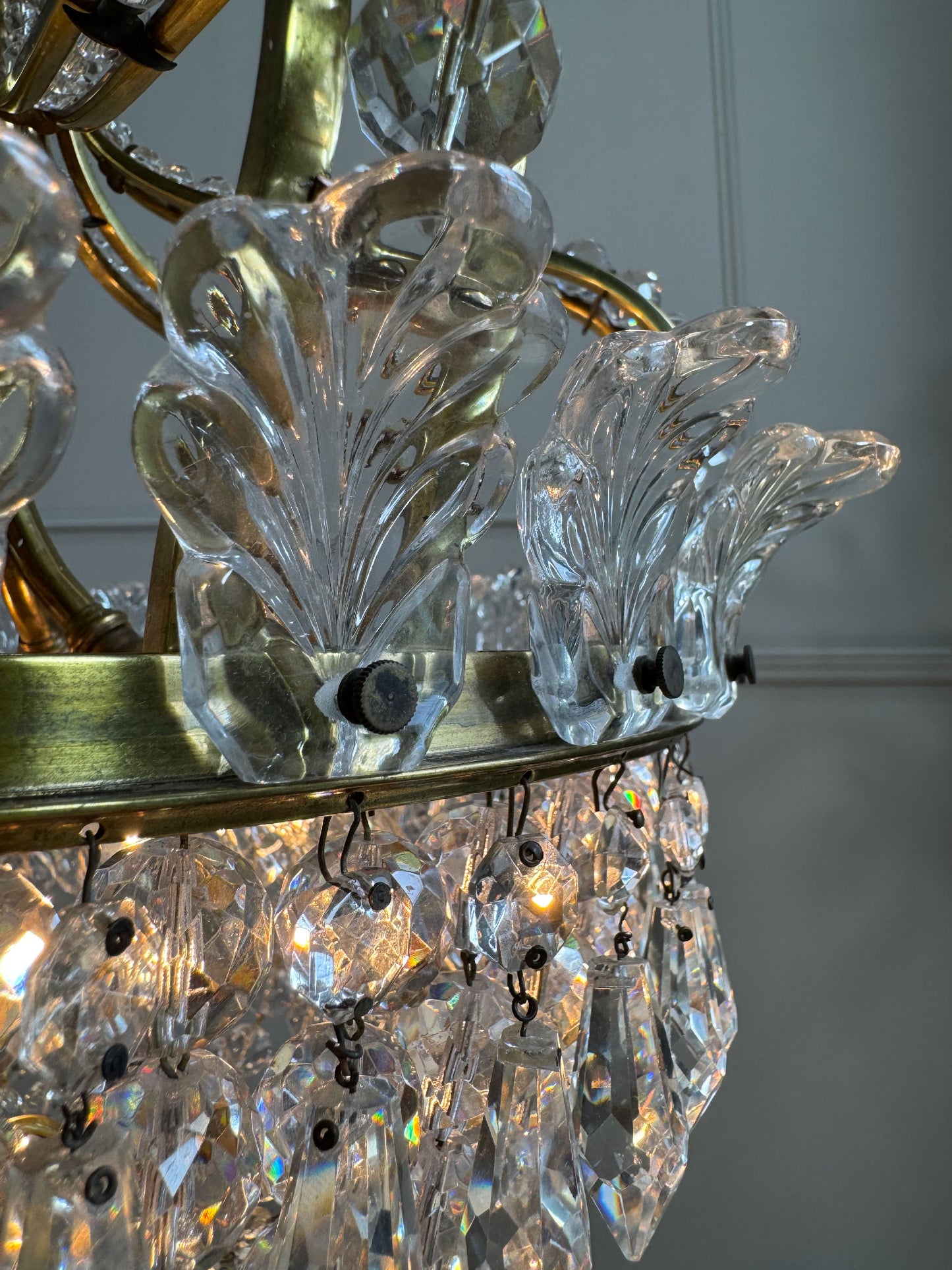 An Exceptionally Rare and Elegant French Empire Crown and Basket Crystal Chandelier Circa 1900–1910