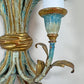 19th Century Italian Blue Polychrome Wooden Ostrich Feather Wall Lights