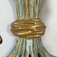 19th Century Italian Blue Polychrome Wooden Ostrich Feather Wall Lights