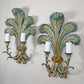 19th Century Italian Blue Polychrome Wooden Ostrich Feather Wall Lights