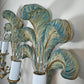 19th Century Italian Blue Polychrome Wooden Ostrich Feather Wall Lights