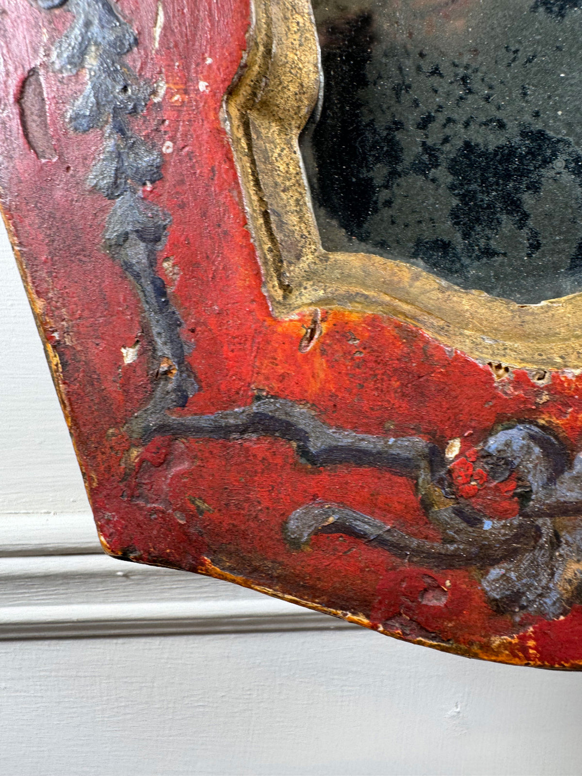 A Pair of Beautiful Hand Painted Italian Red Baroque Wall Mirrors