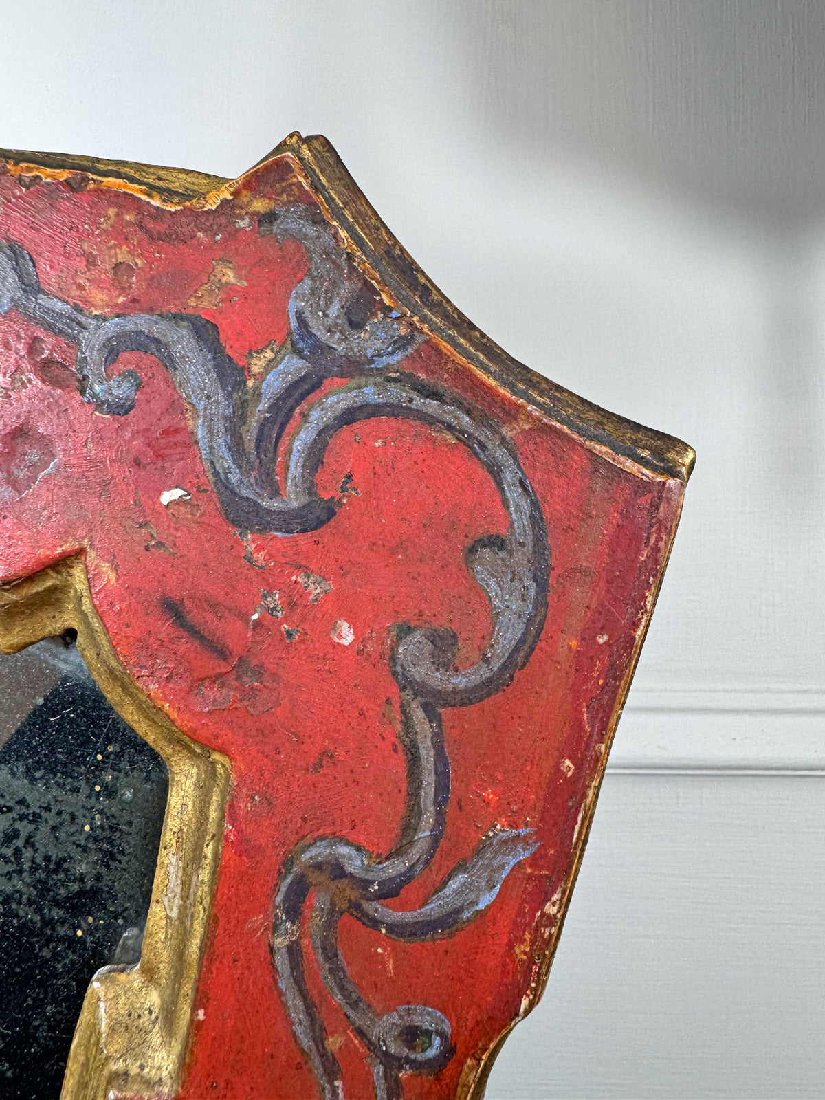 A Pair of Beautiful Hand Painted Italian Red Baroque Wall Mirrors