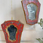 A Pair of Beautiful Hand Painted Italian Red Baroque Wall Mirrors