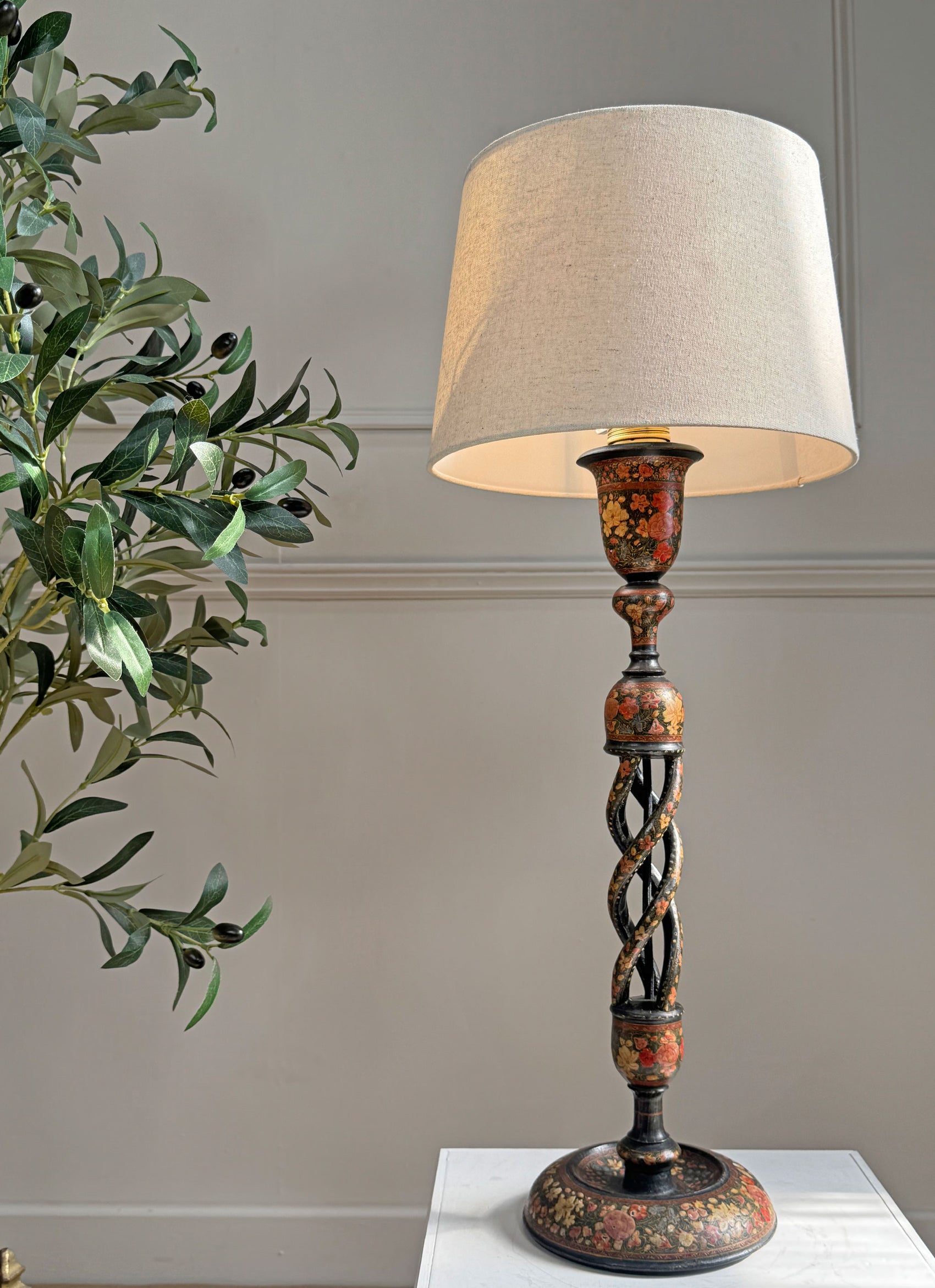 Tall Antique Kashmiri Table Lamp