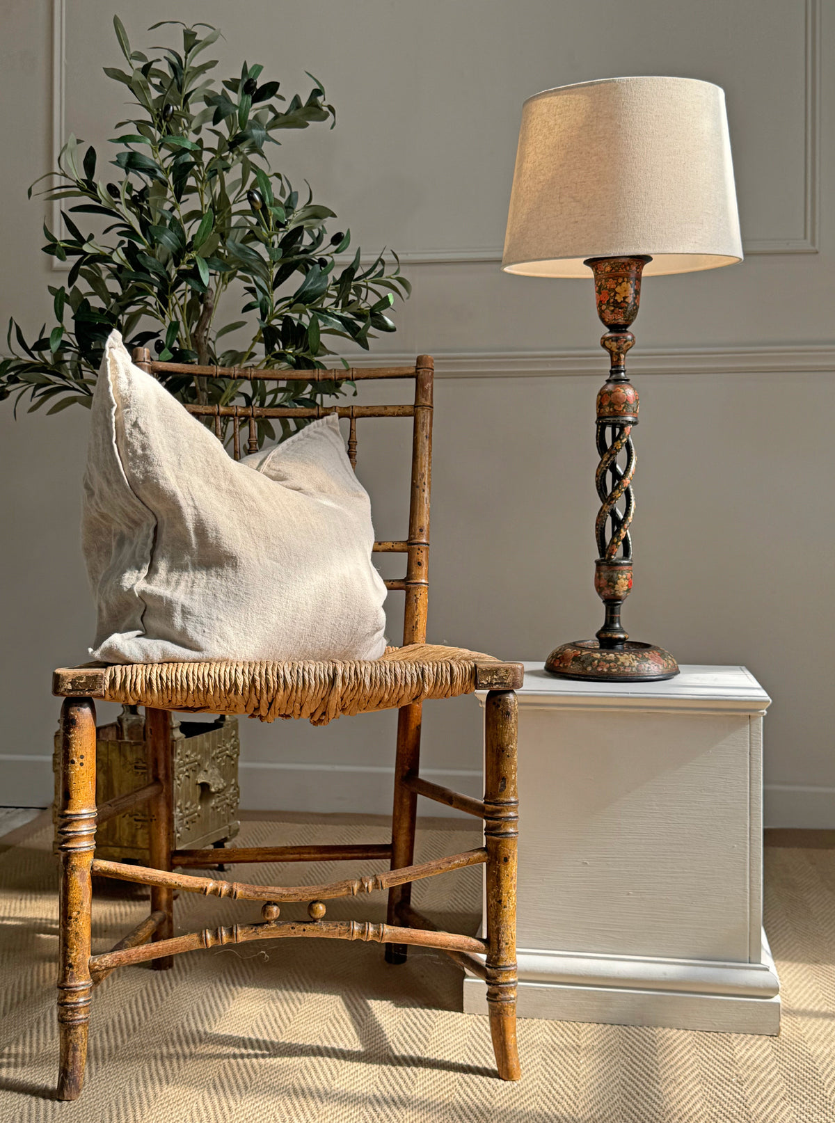 Tall Antique Kashmiri Table Lamp