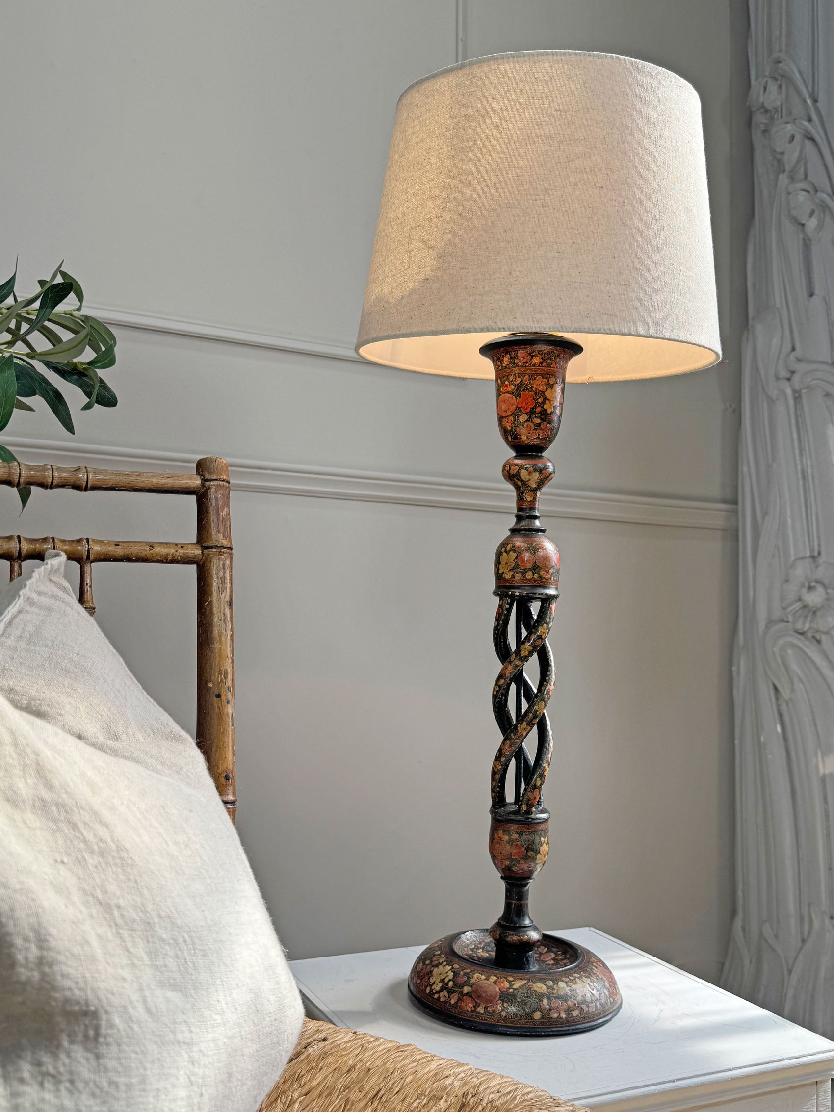 Tall Antique Kashmiri Table Lamp