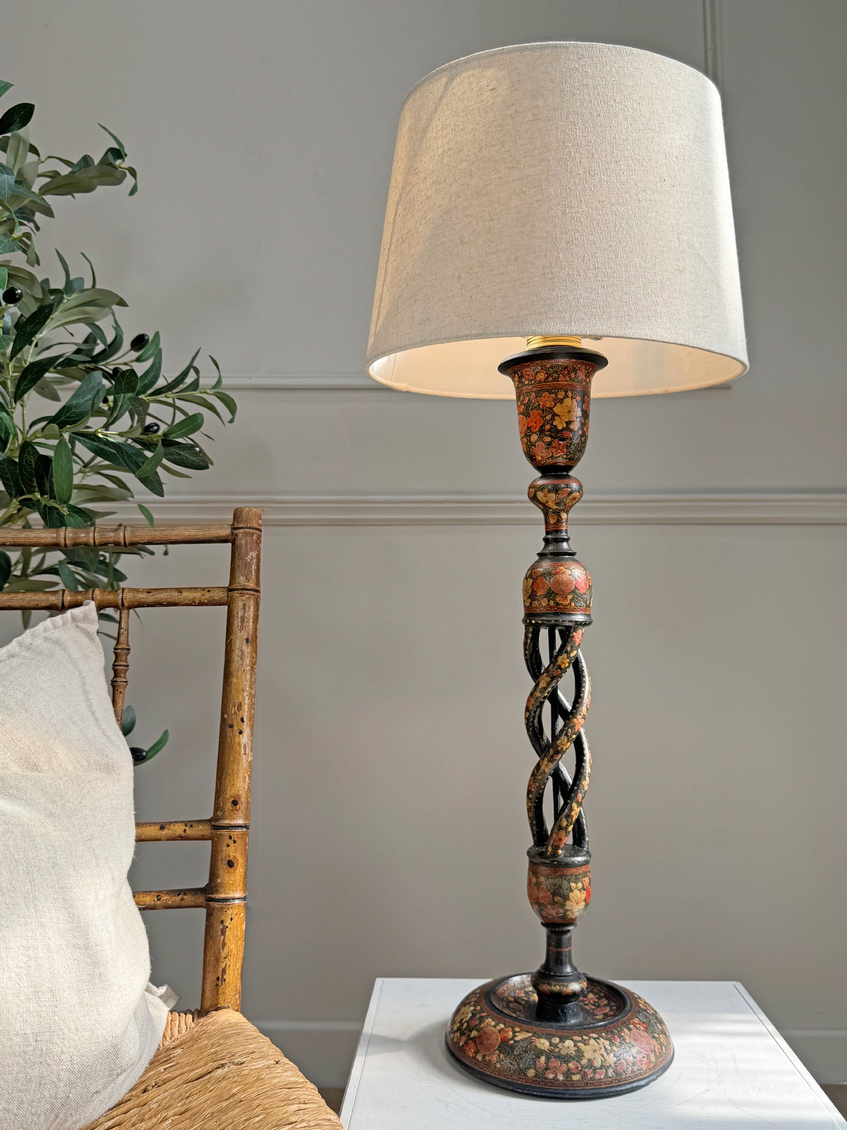 Tall Antique Kashmiri Table Lamp