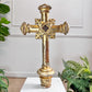 18th Century Water Gilded Processional Cross with Embroidered IHS