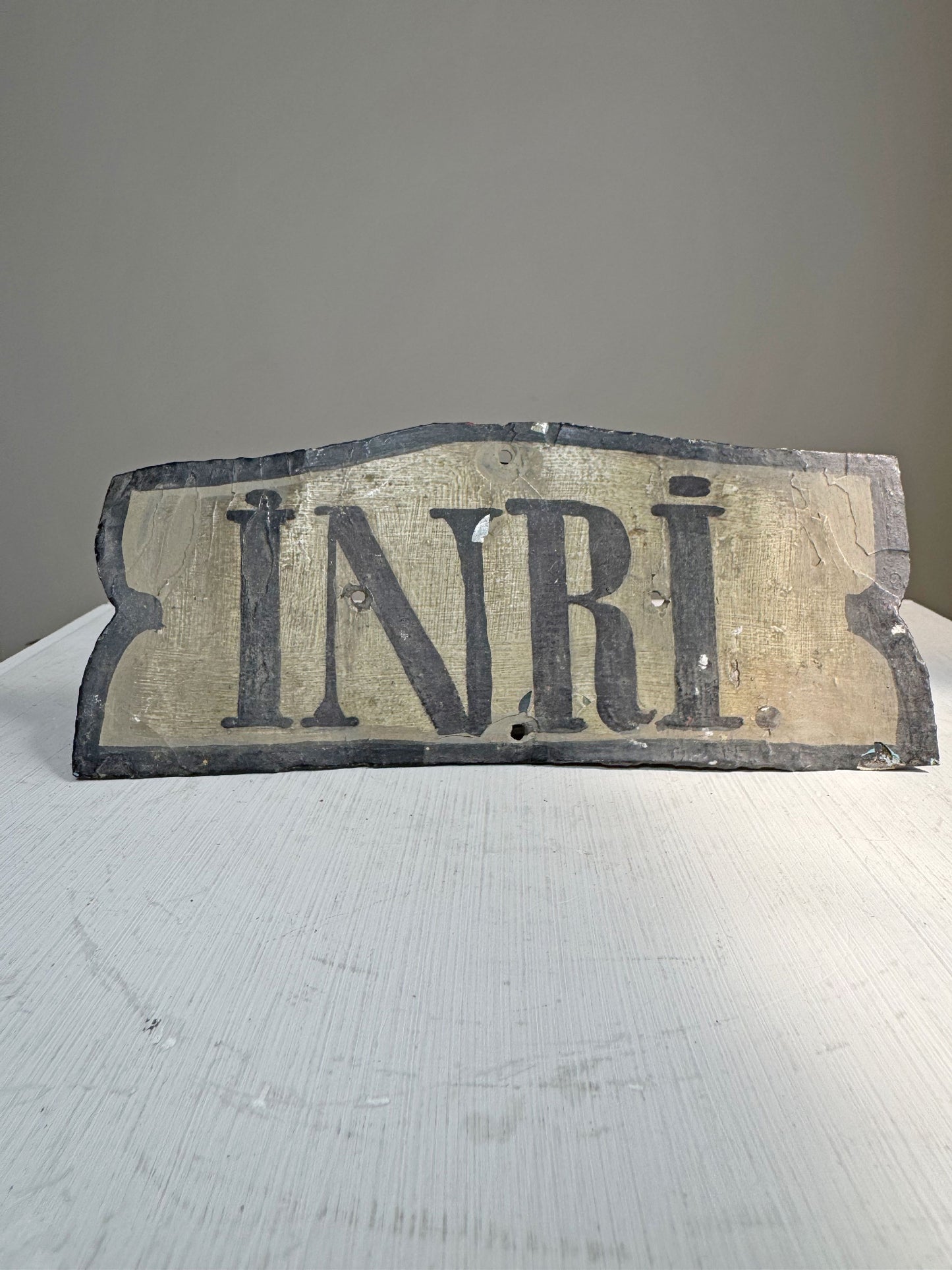 19th Century Tin INRI Plaque
