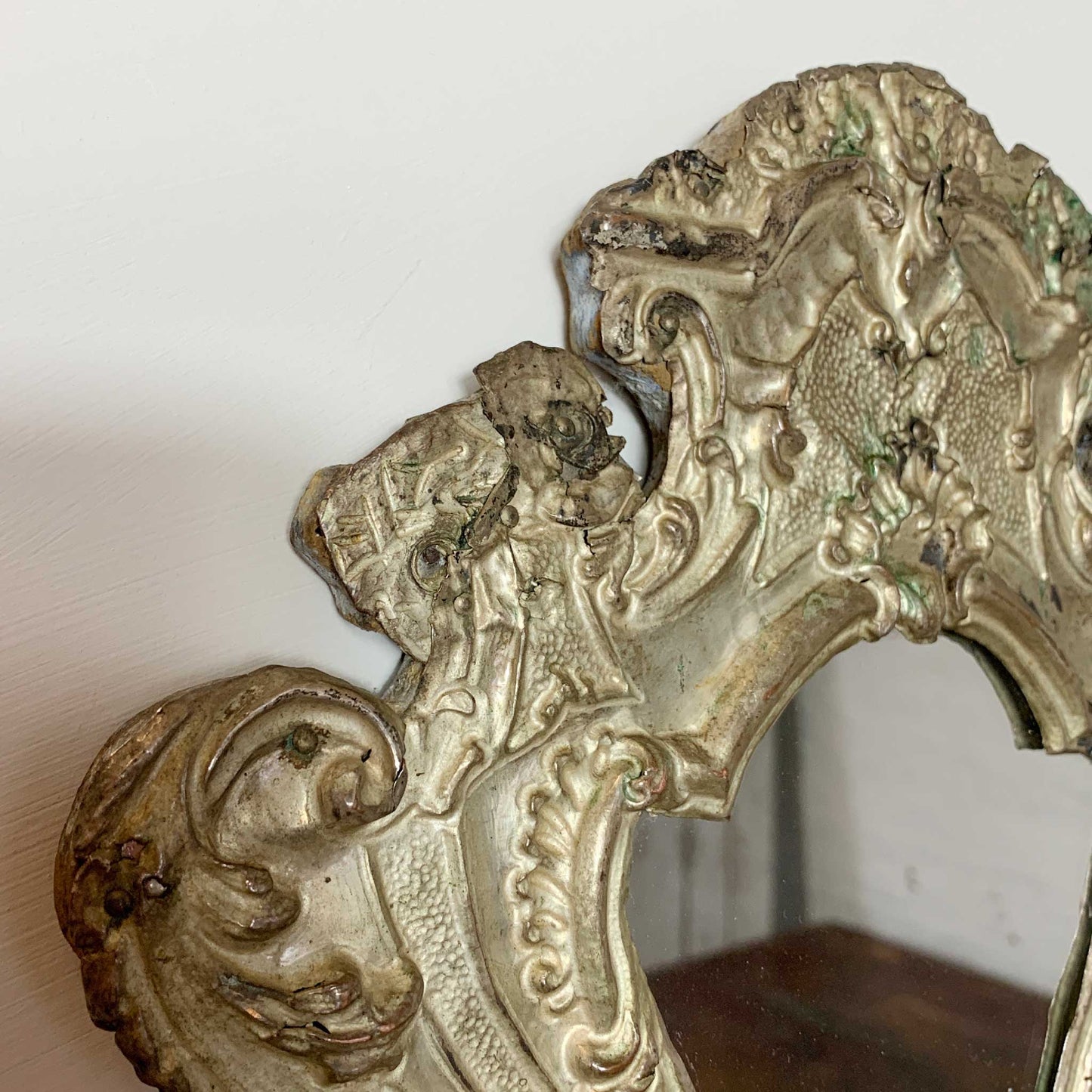 Pair Of European 18th C Silver Plated Baroque Mirrors