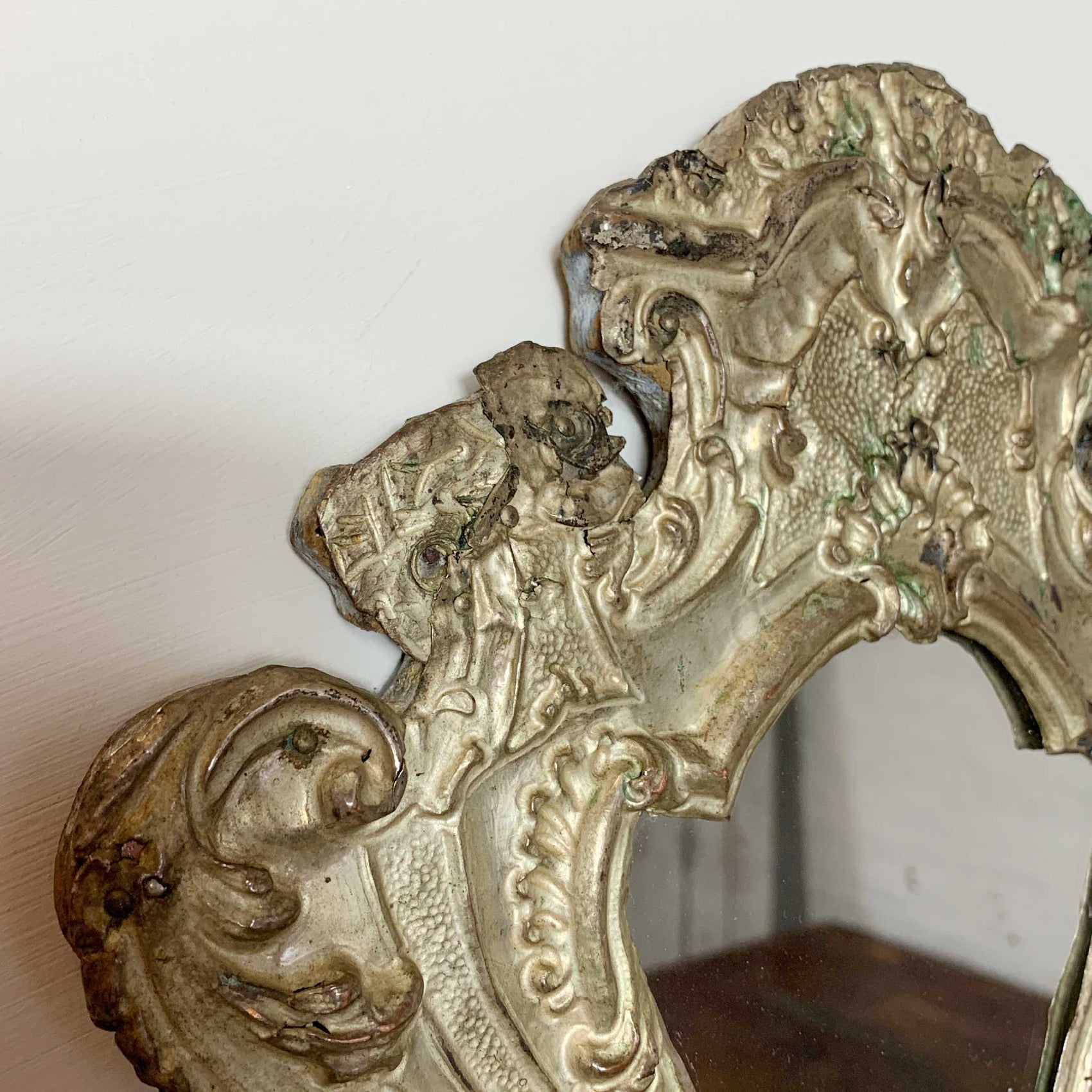 Pair Of European 18th C Silver Plated Baroque Mirrors