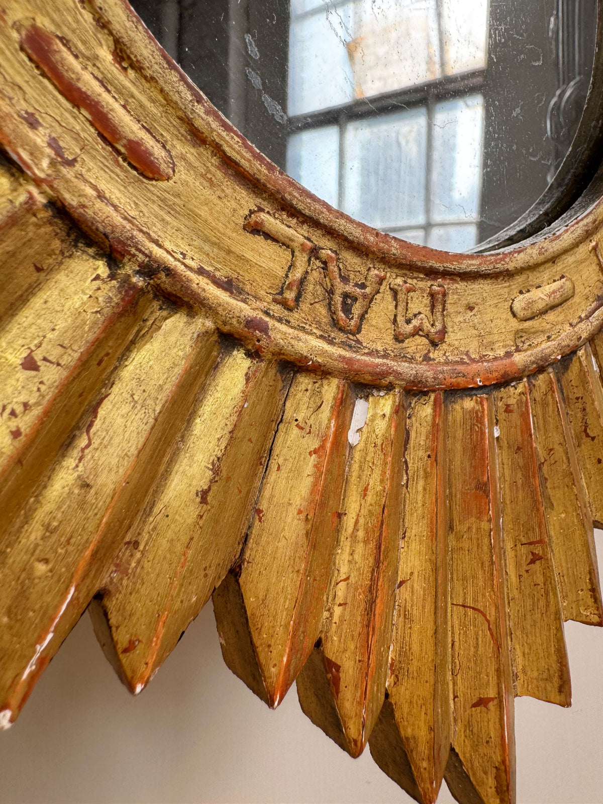 A Rare Order of the Garter Giltwood Sunburst Mirror circa 1920 France