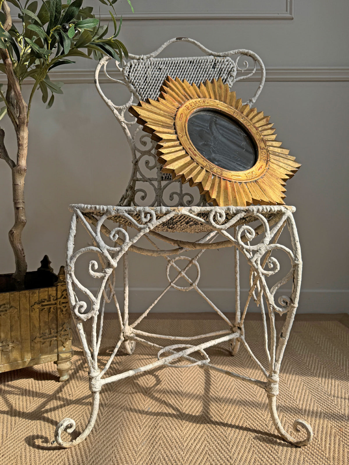 A Rare Order of the Garter Giltwood Sunburst Mirror circa 1920 France