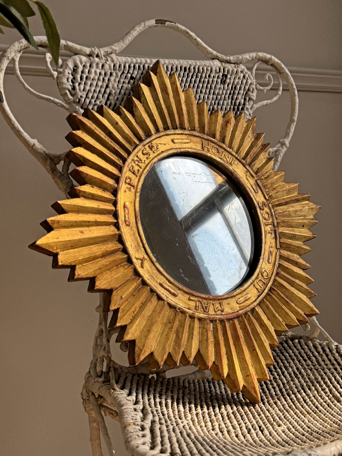 A Rare Order of the Garter Giltwood Sunburst Mirror circa 1920 France