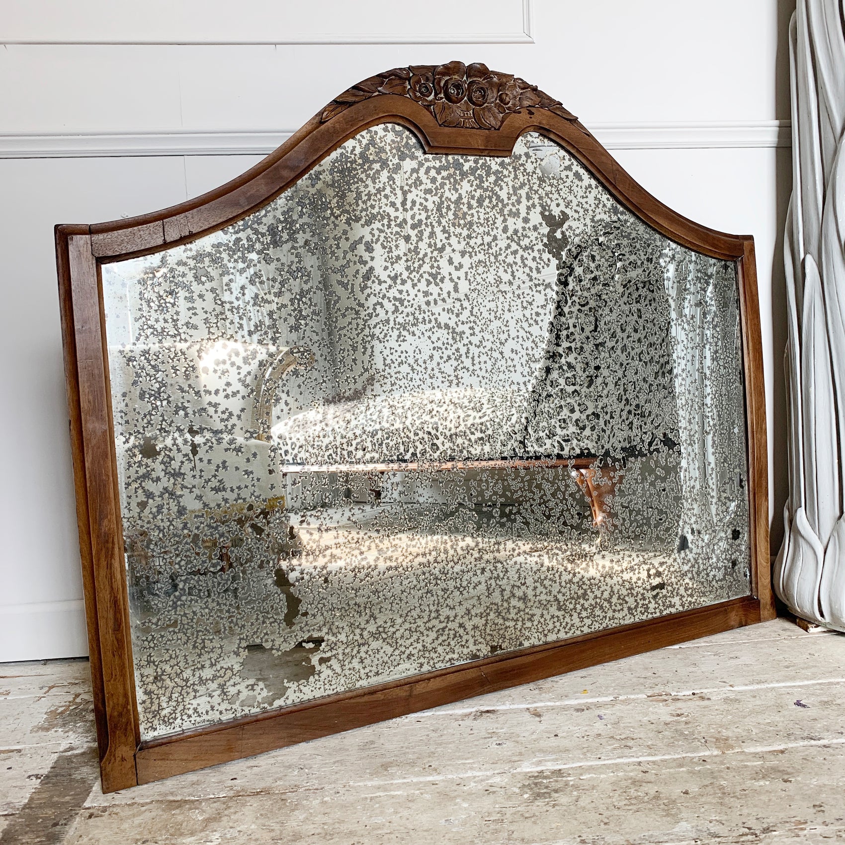 Victorian Silver Backed Foxed Overmantle Mirror