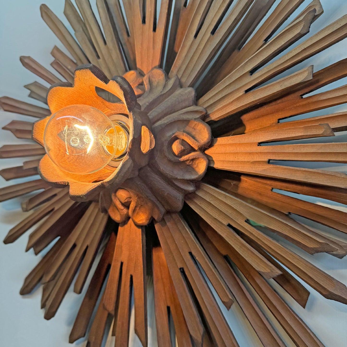 19th Century Large Wooden Church Sunburst Light