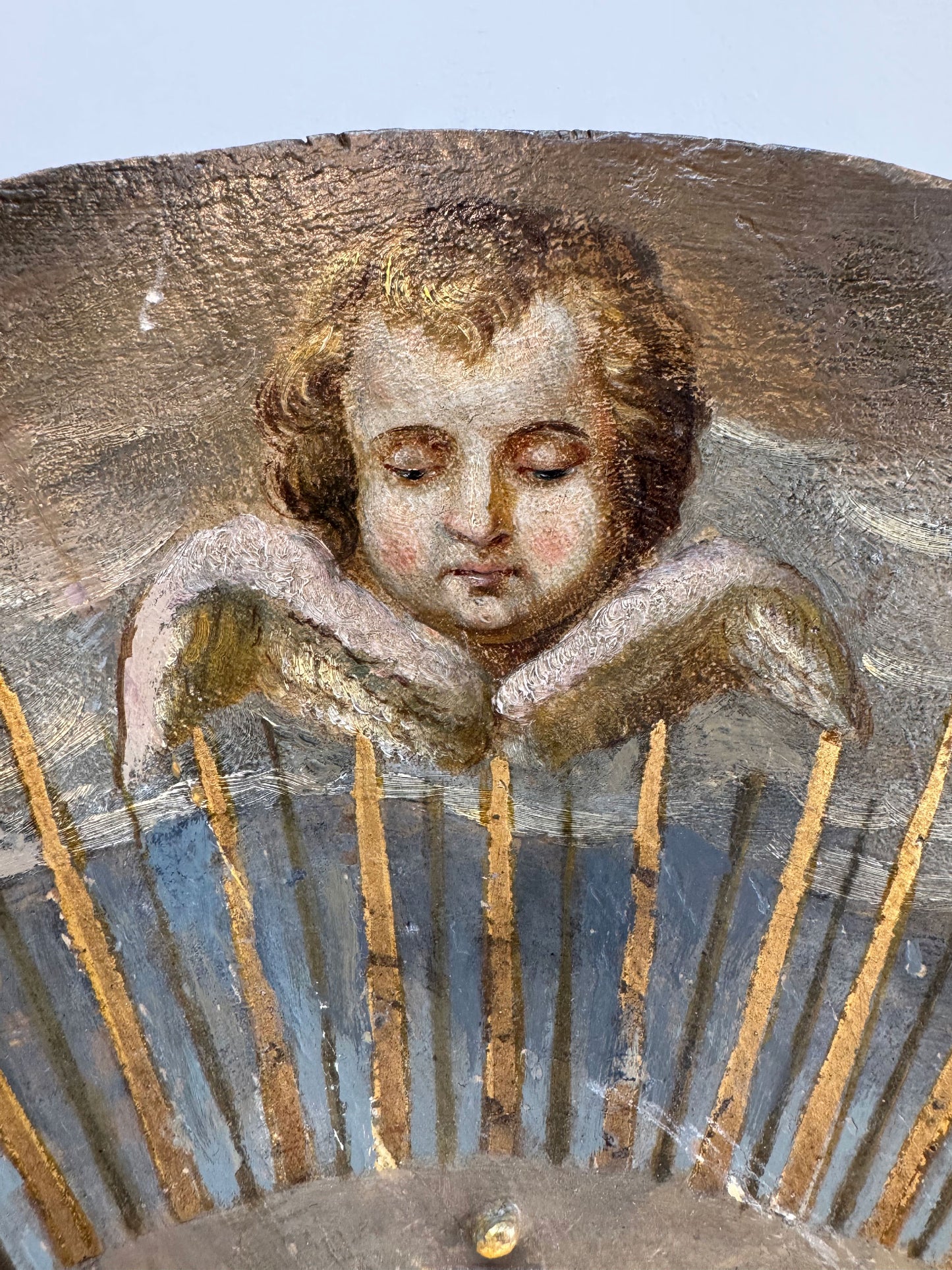 Late 18th Century Gilt and Polychrome Painted Altar Medallion / Plaque
