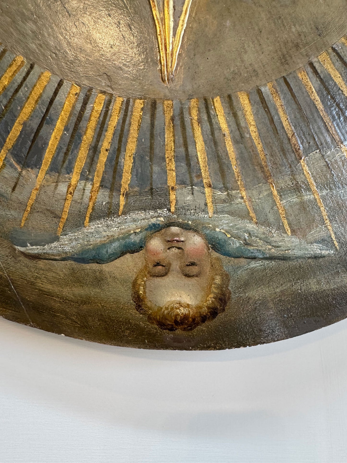 Late 18th Century Gilt and Polychrome Painted Altar Medallion / Plaque