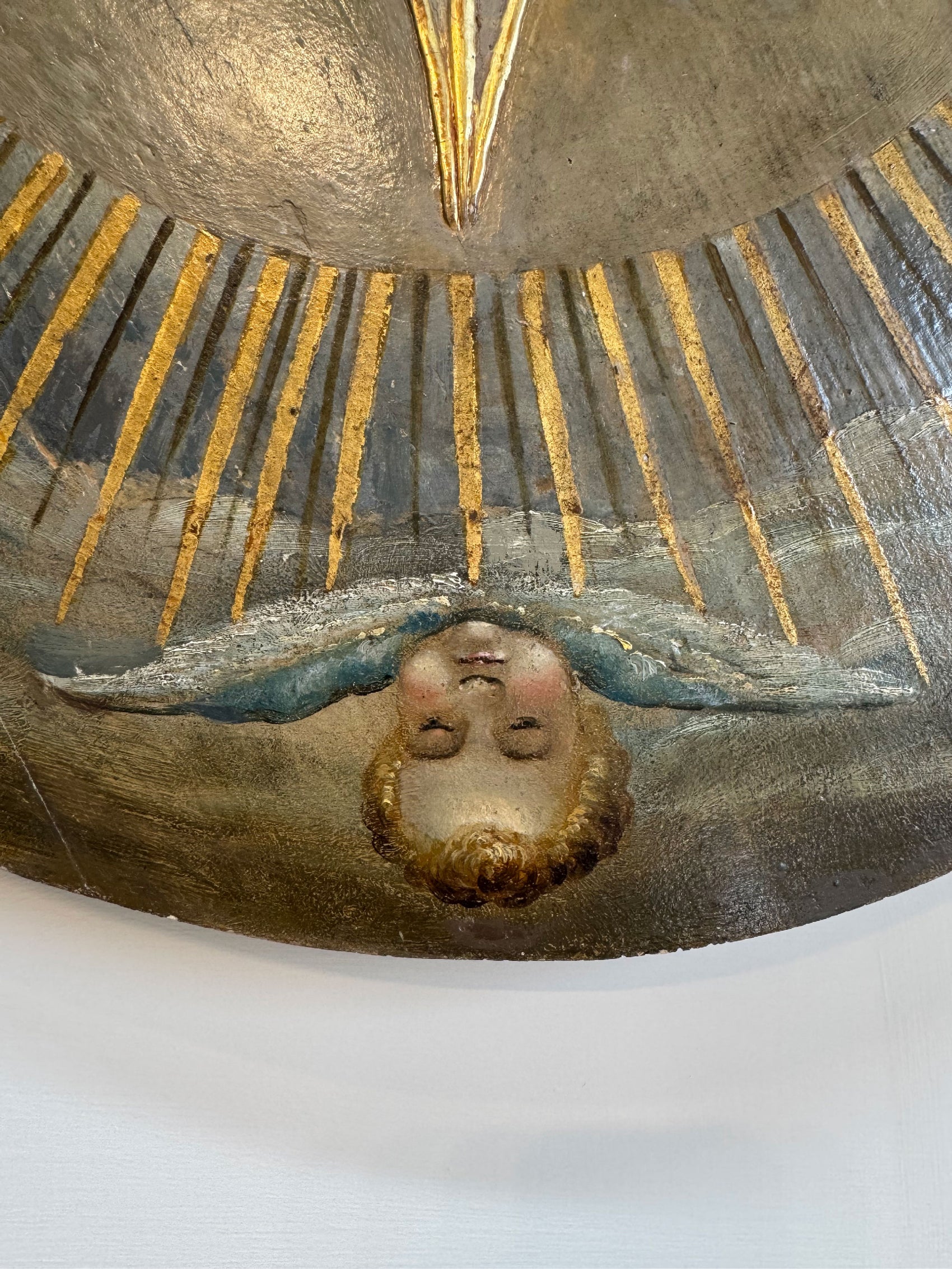 Late 18th Century Gilt and Polychrome Painted Altar Medallion / Plaque
