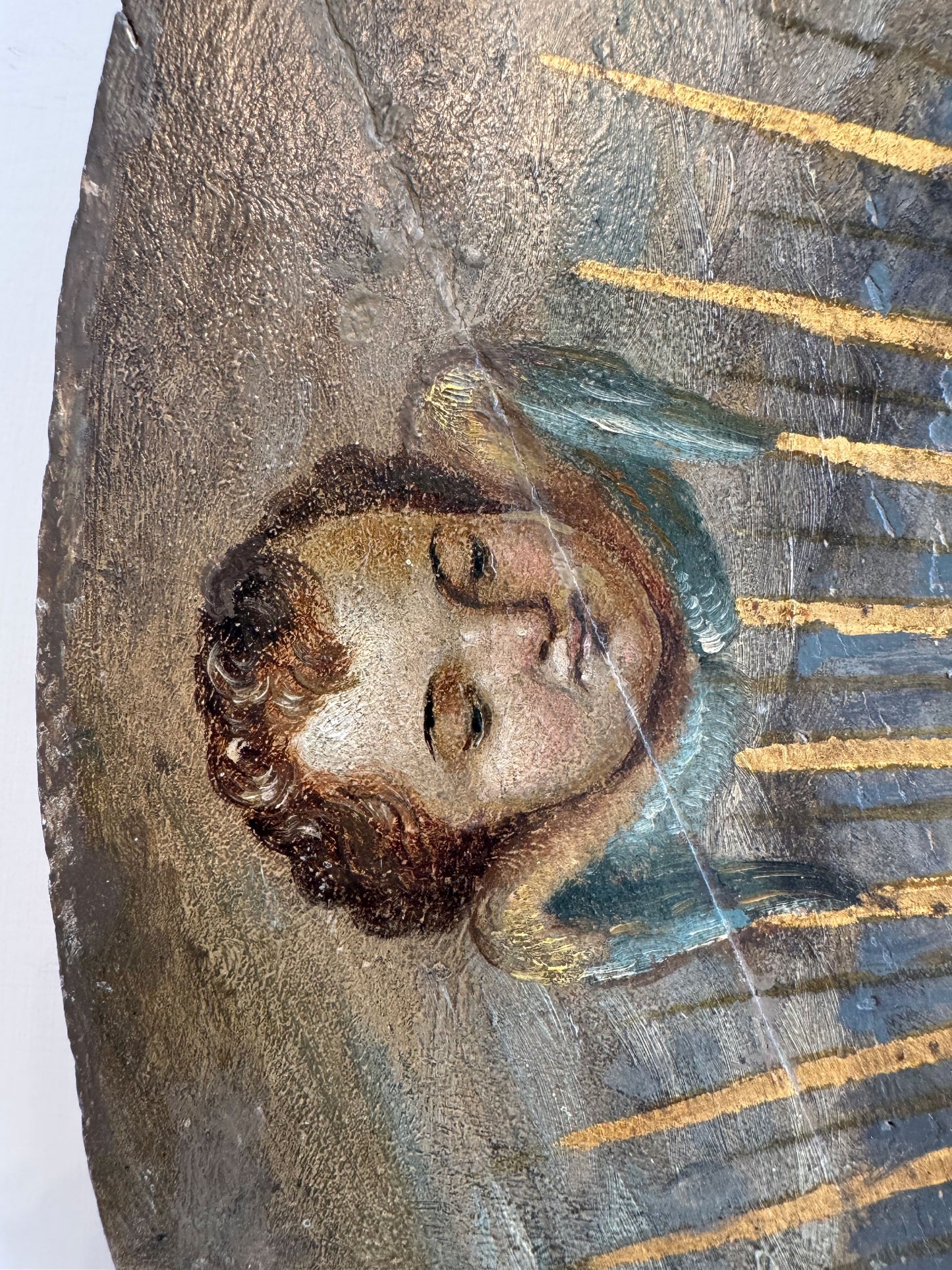 Late 18th Century Gilt and Polychrome Painted Altar Medallion / Plaque
