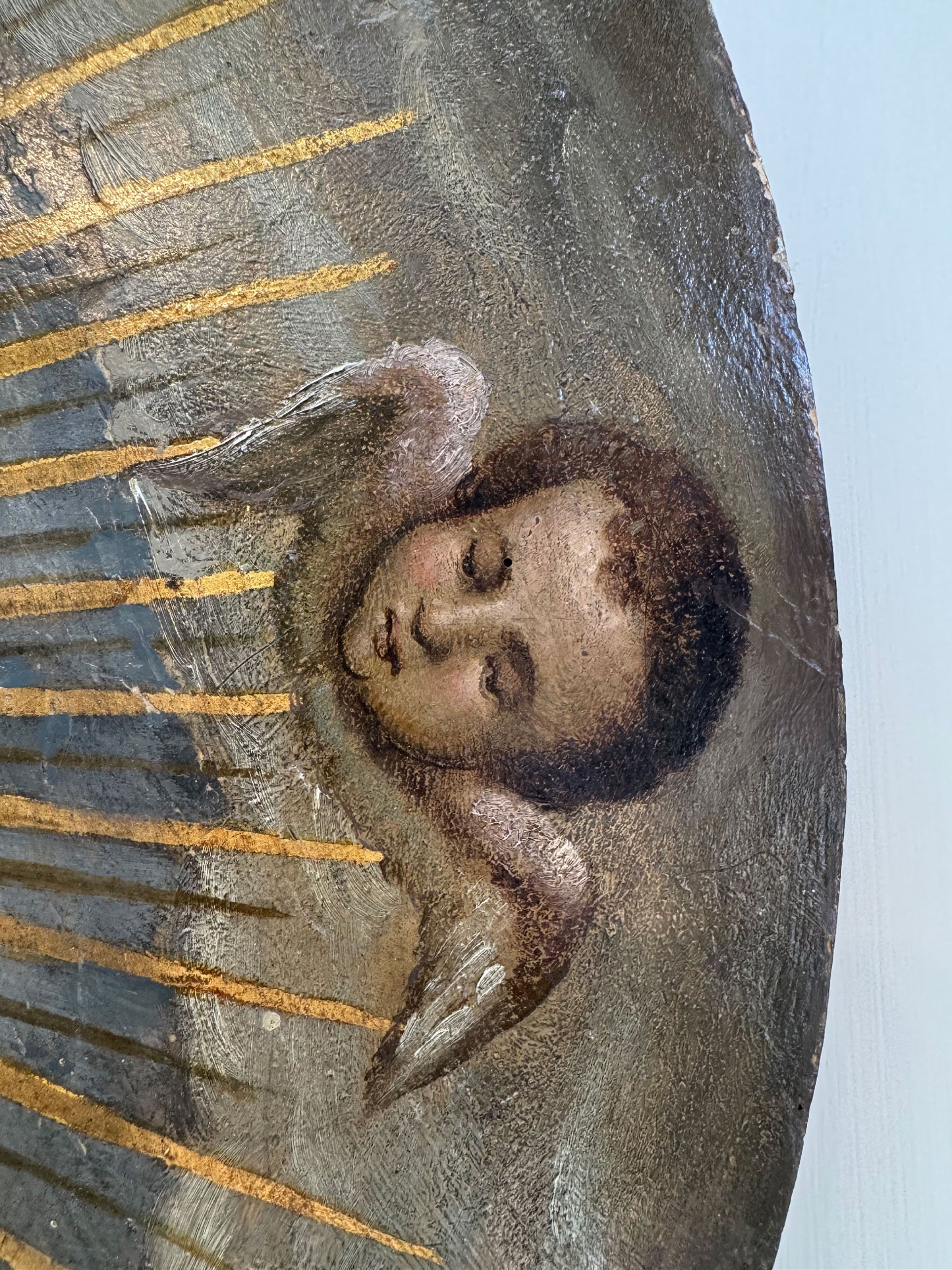 Late 18th Century Gilt and Polychrome Painted Altar Medallion / Plaque