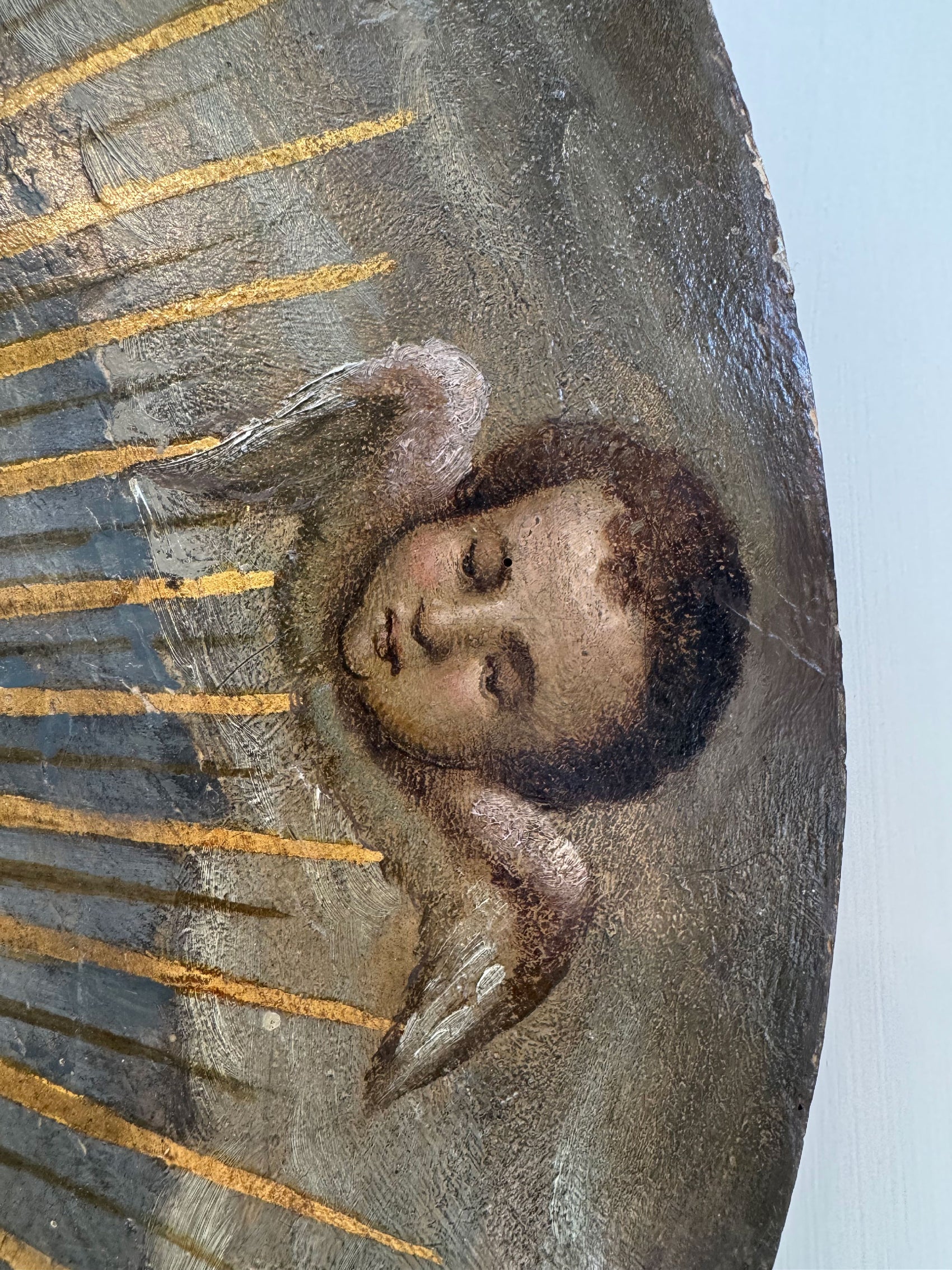 Late 18th Century Gilt and Polychrome Painted Altar Medallion / Plaque