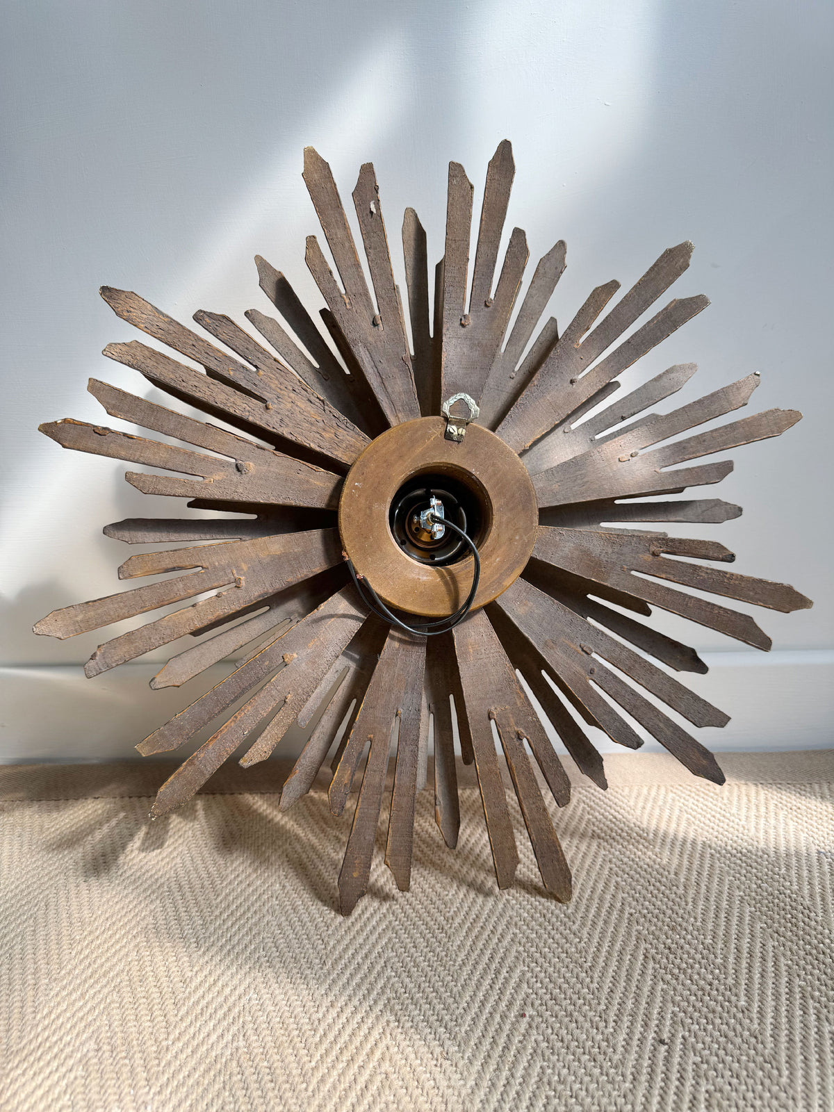 Large Water Gilded Wooden Chapel Sunburst Flush or Wall Light