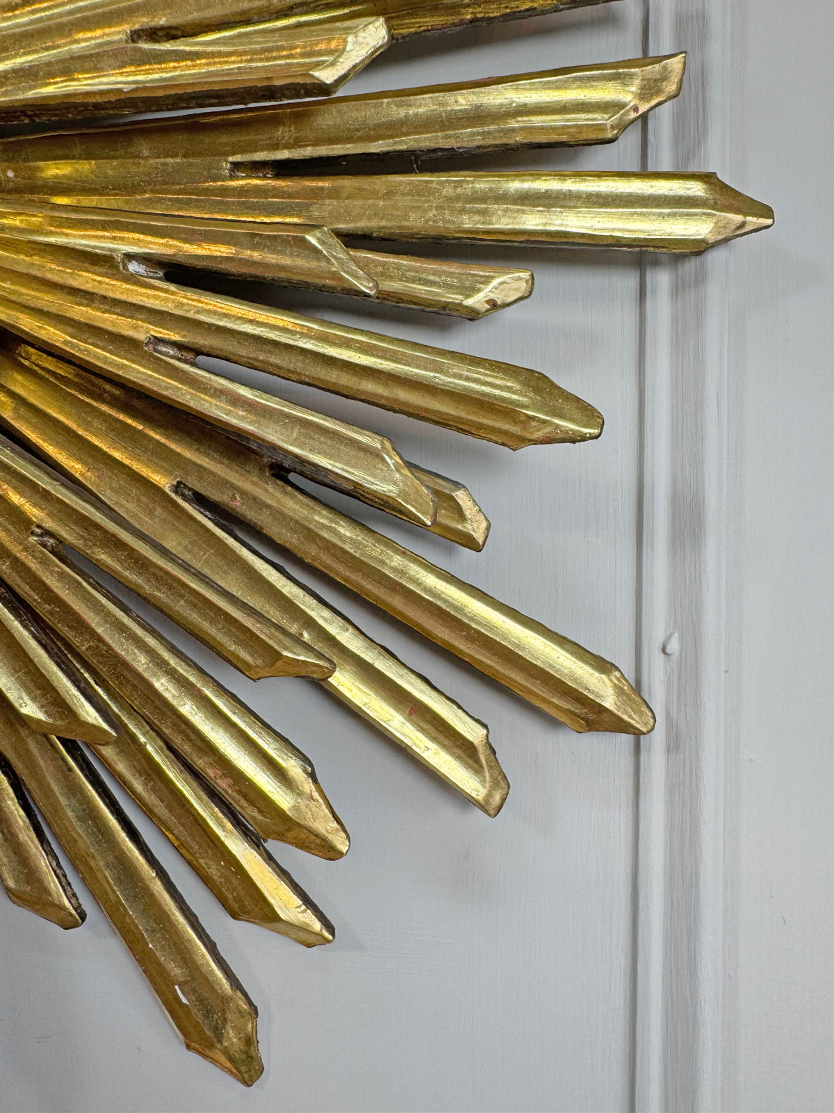 Large Water Gilded Wooden Chapel Sunburst Flush or Wall Light