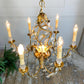 1950's Banci Firenze Gilt Crystal Floral Chandelier
