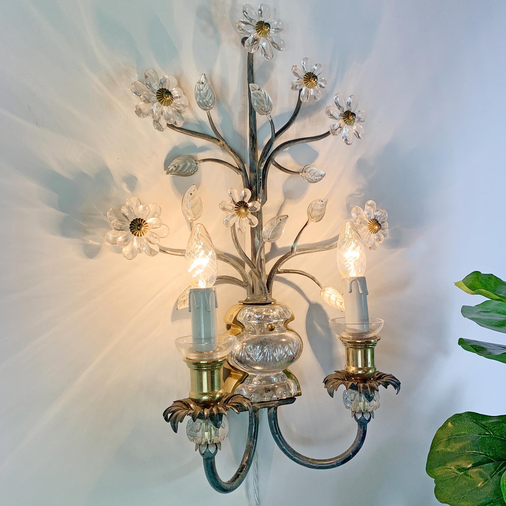 Banci Firenze Murano Glass Flower Wall Sconce