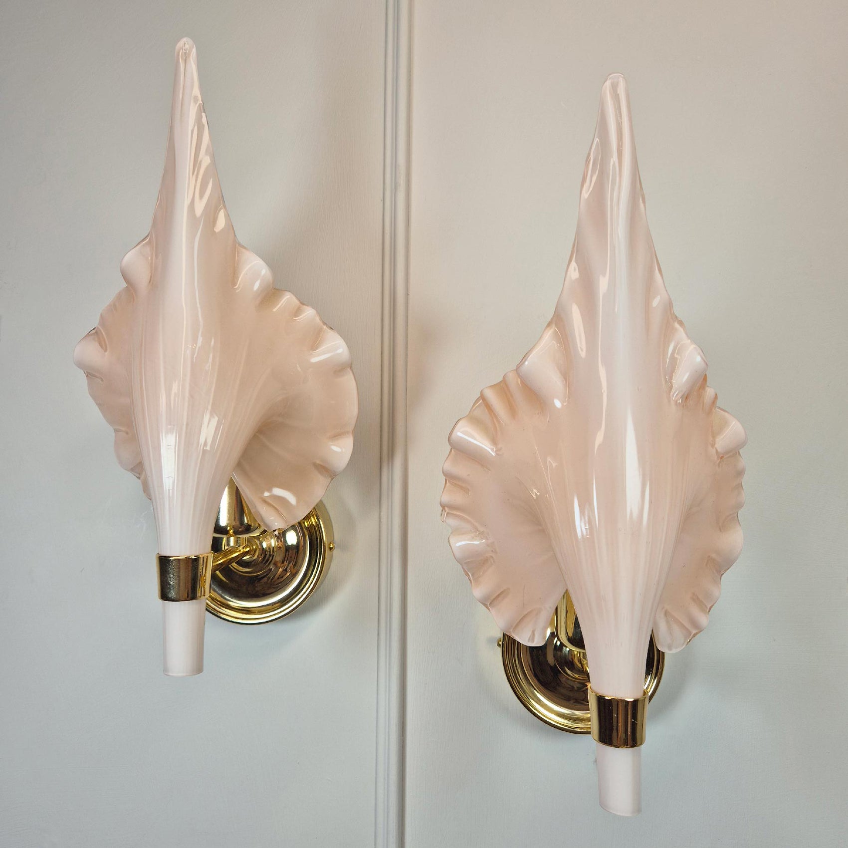 Barovier and Toso Pink Murano Glass Wall Lights