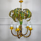 Antique Faux Bamboo Palm Leaf Chandelier France 1930's