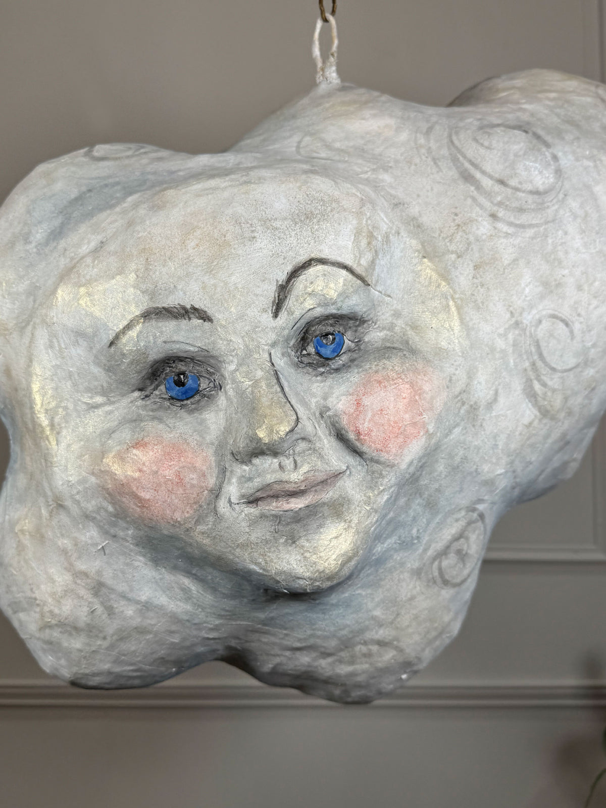 Large Folk Art Papier Mache Cloud With Face