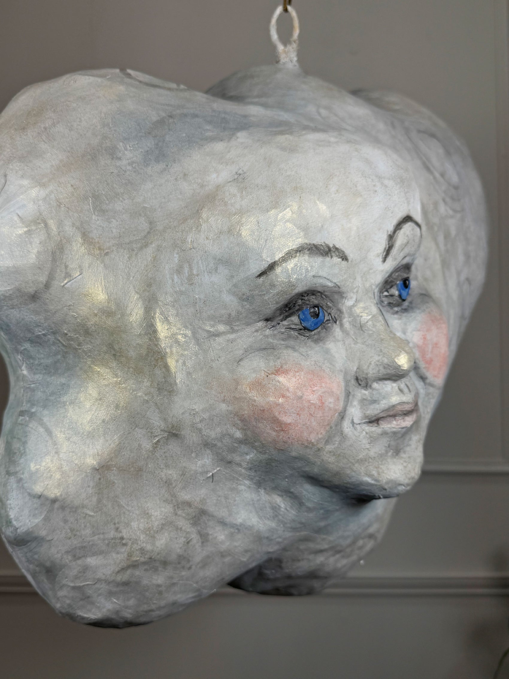 Large Folk Art Papier Mache Cloud With Face