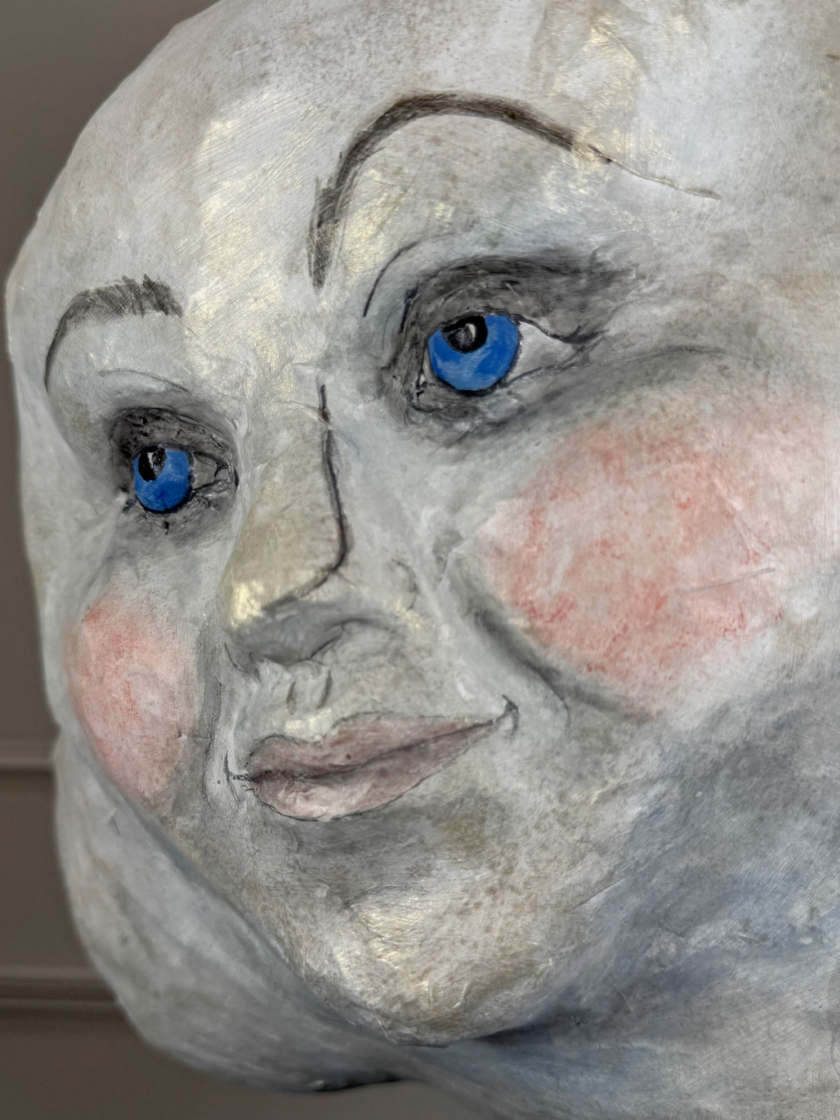 Large Folk Art Papier Mache Cloud With Face