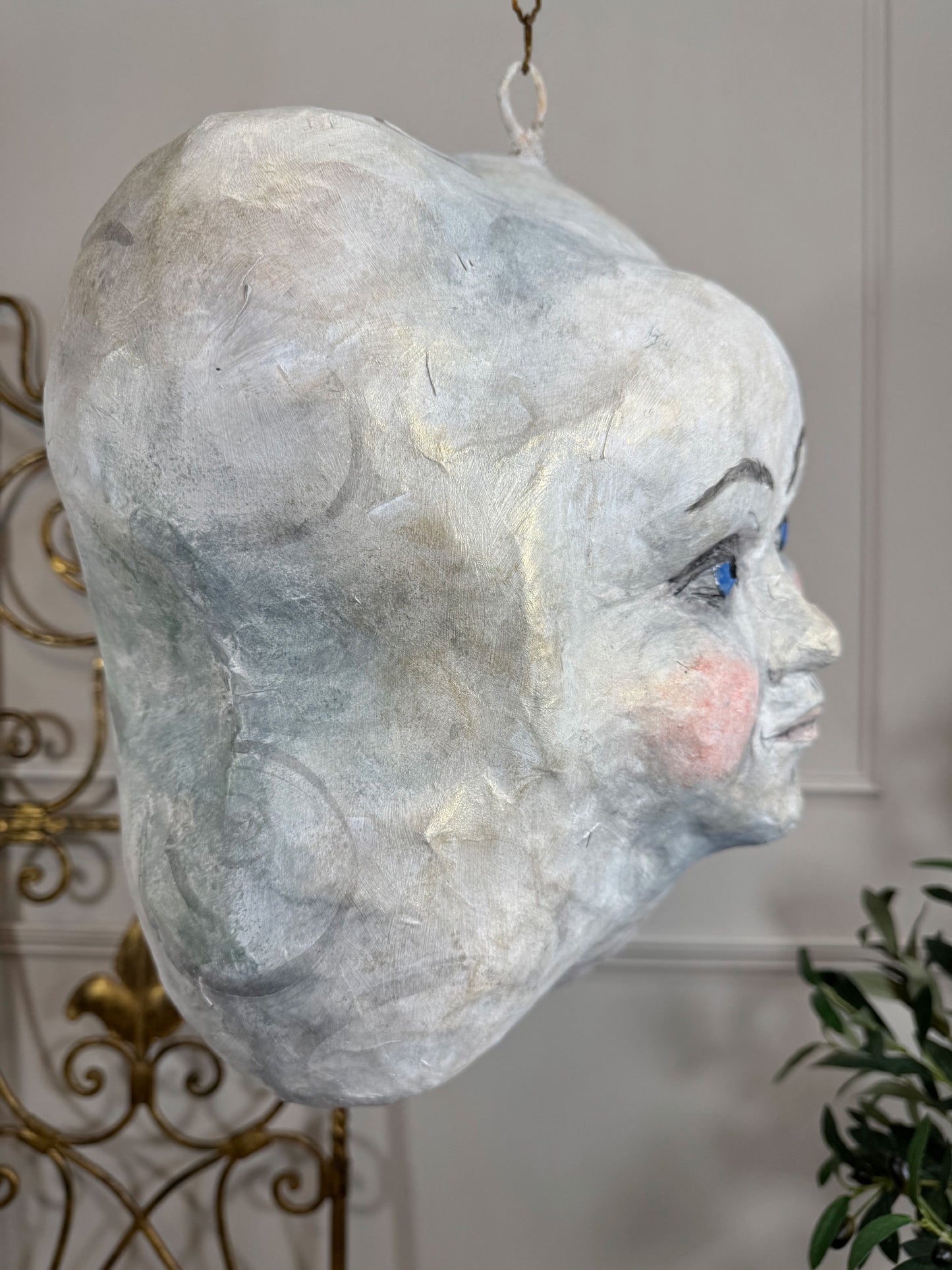 Large Folk Art Papier Mache Cloud With Face