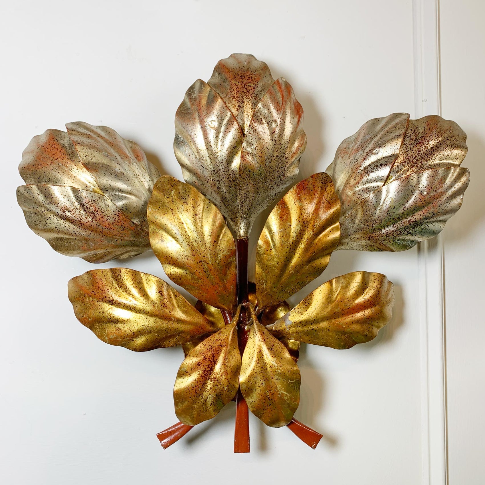 Hans Kogl Gold and Silver Leaf Wall Light
