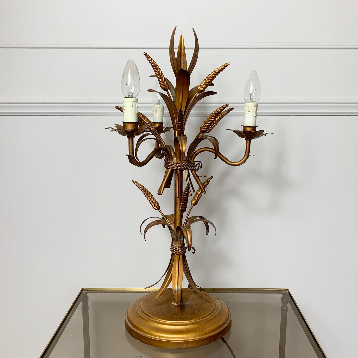 Hans Kogl Gold Wheat Sheaf Table Lamp 1970's