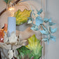 Exceptional Large Italian Hand Painted Holly Leaf and Flower Wall Sconce 1950's