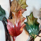 Exceptional Large Italian Hand Painted Holly Leaf and Flower Wall Sconce 1950's