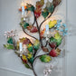 Exceptional Large Italian Hand Painted Holly Leaf and Flower Wall Sconce 1950's