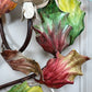 Exceptional Large Italian Hand Painted Holly Leaf and Flower Wall Sconce 1950's
