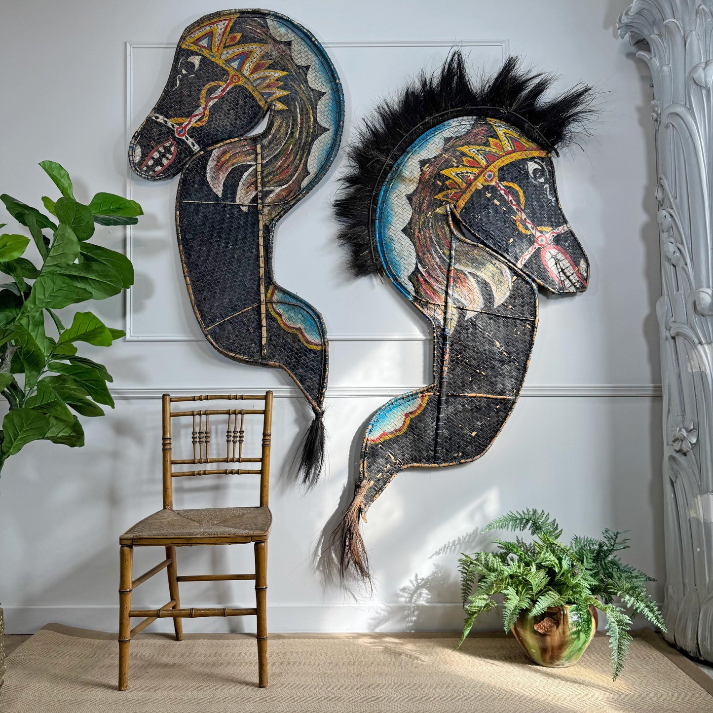 Pair of Large Kuda Lumping Ceremonial Horses from Java