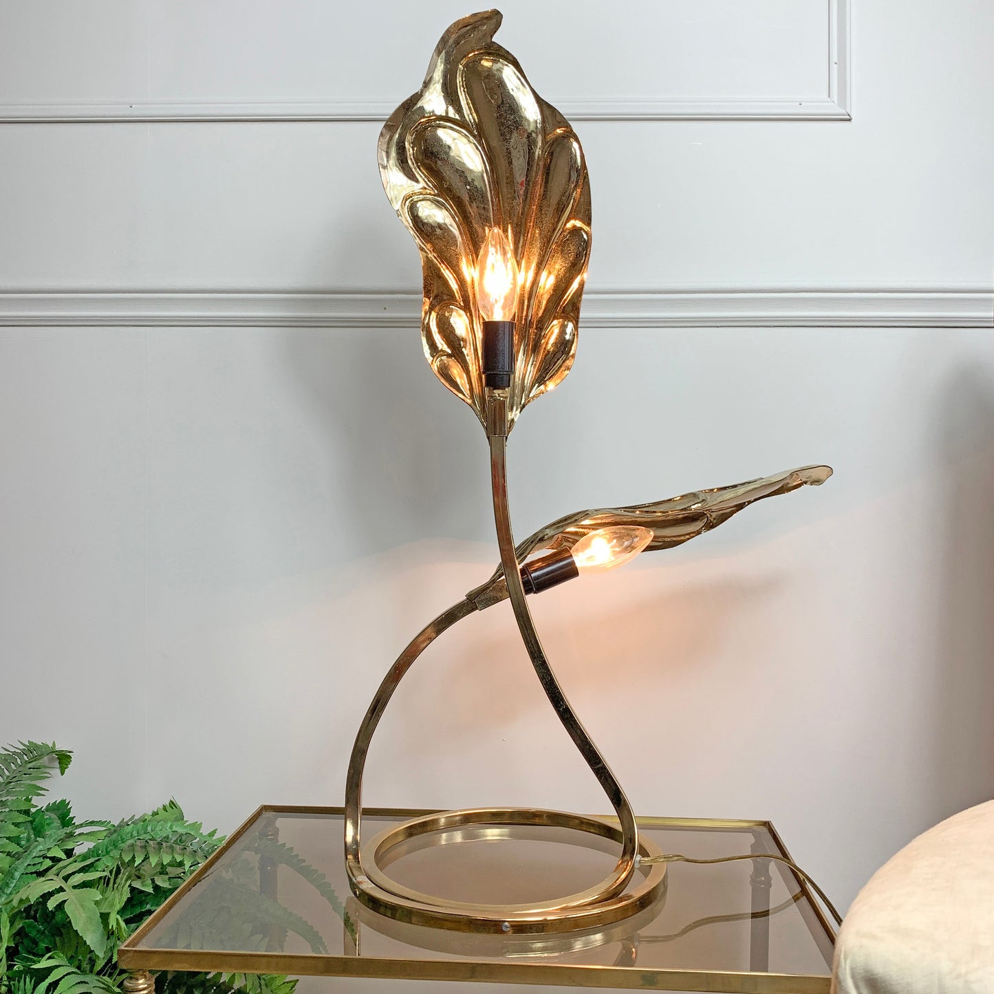 Tommaso Barbi Gold Double Leaf Lamp