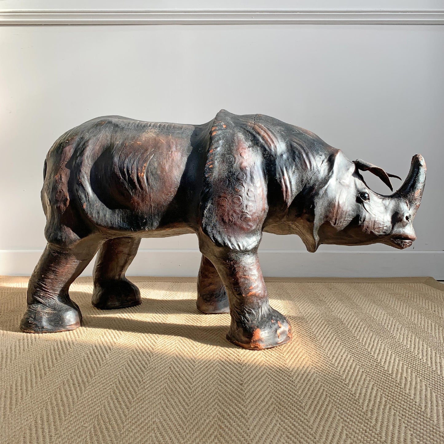 Very Large Liberty of London Leather Rhino Footstool