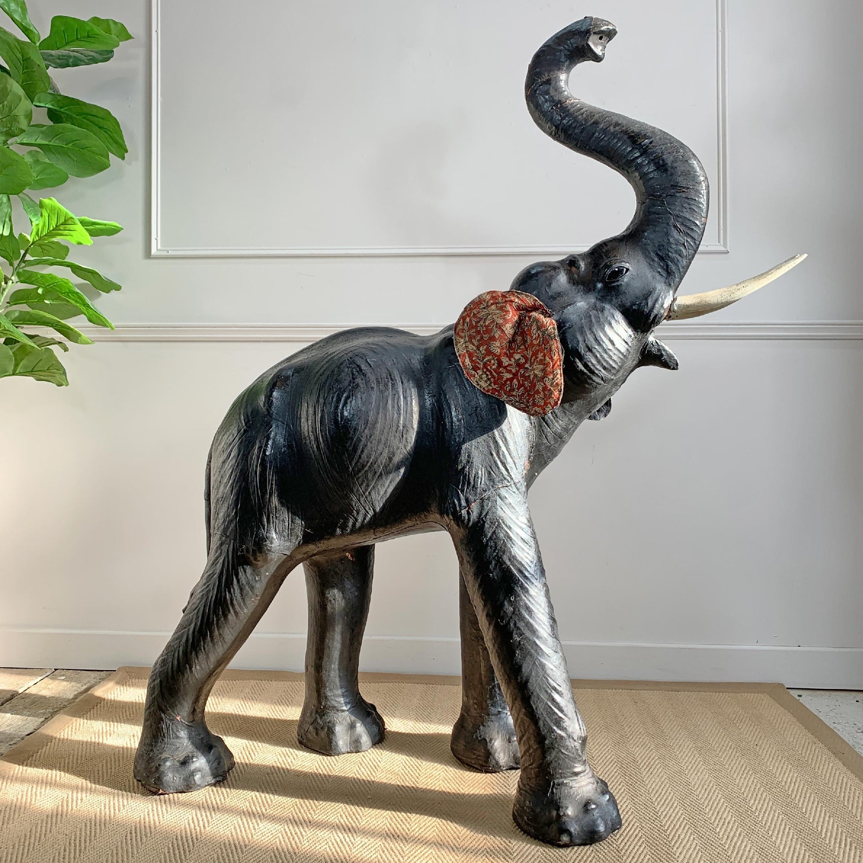 Huge 129 cm Tall Liberty of London Leather Elephant