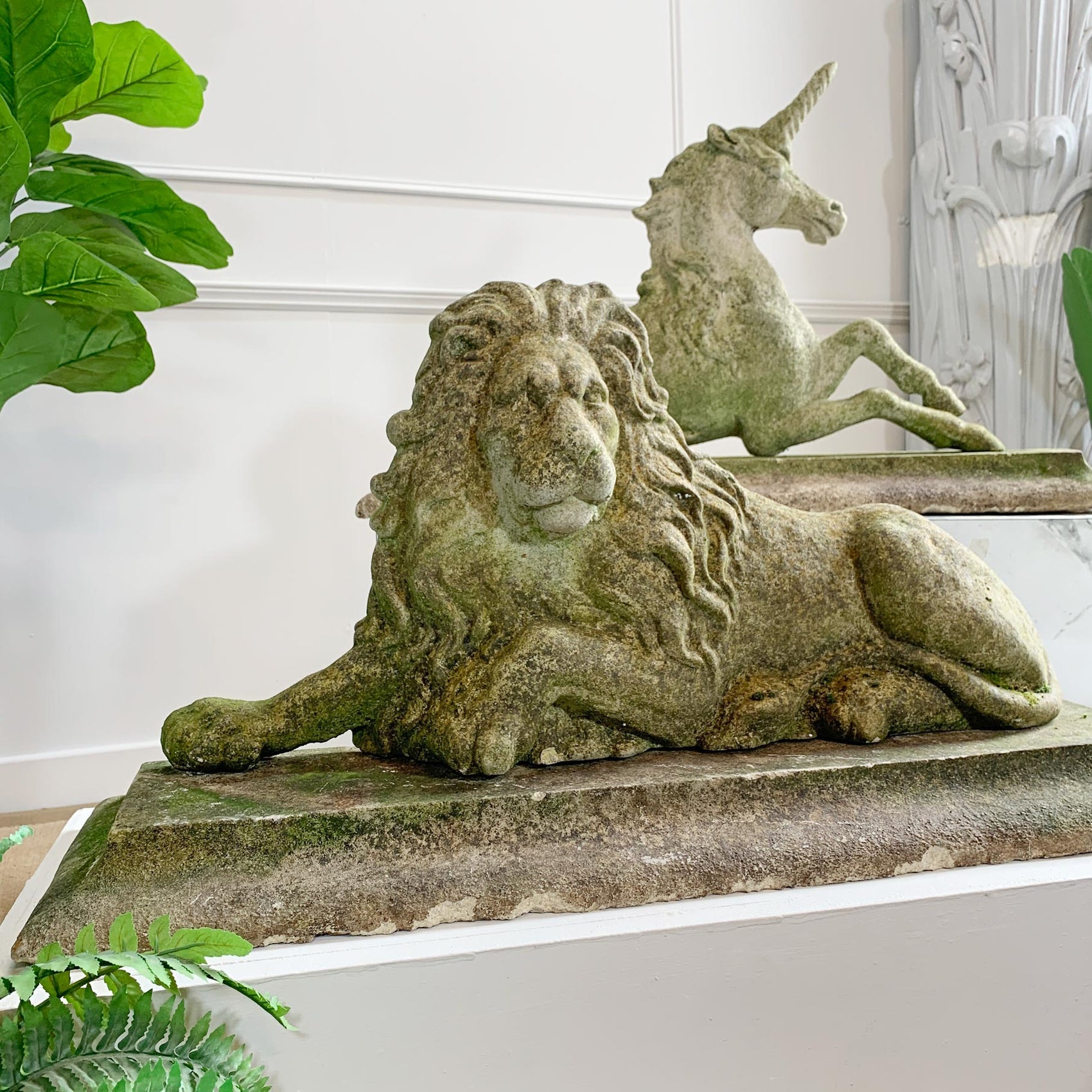 19th Century Heraldic Lion and Unicorn Statues